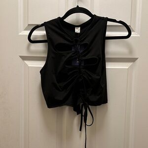 Elegant Black Cut-Out Crop Top